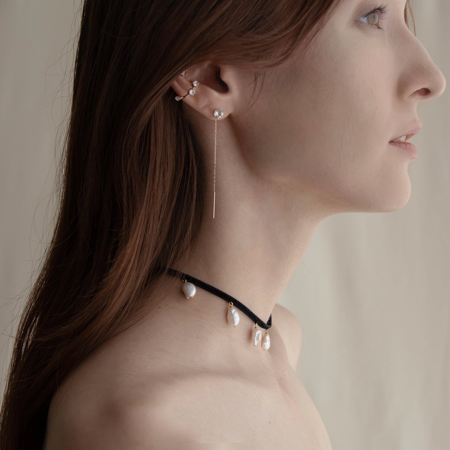 NOIR MULTI PEARL CHOKER NECKLACE