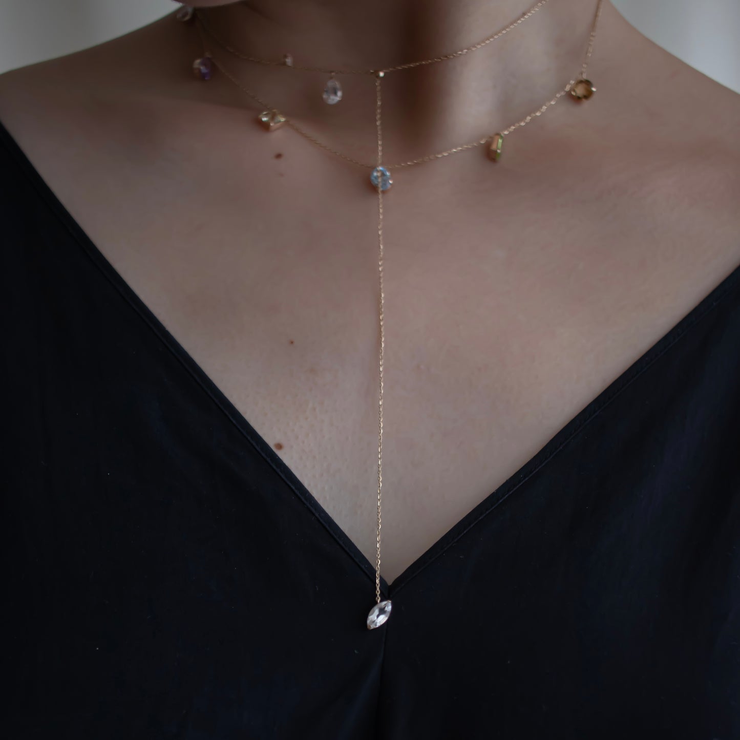 FALLING DEW LARIAT NECKLACE (SHORT)