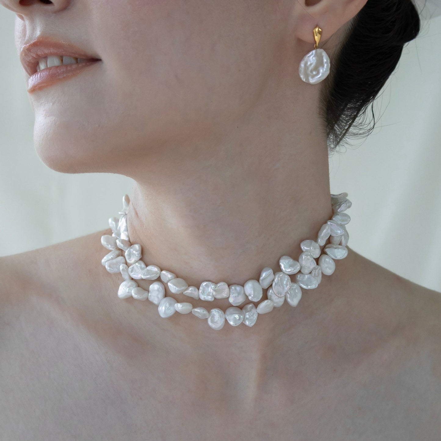 【6.6 sat 19:00-in stock】3WAY FALLING PATELS PEARL LARIAT NECKLACE(GD)
