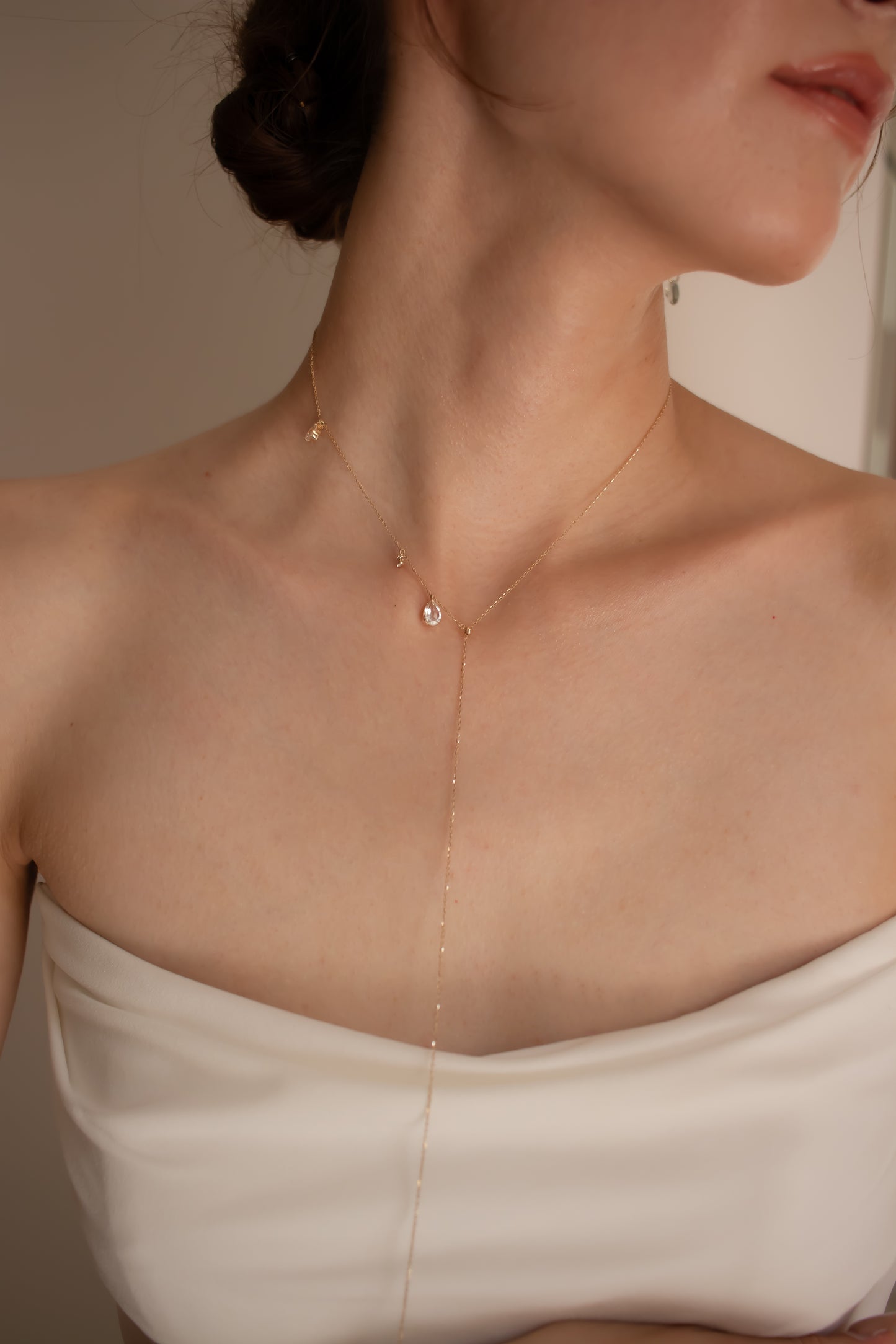 FALLING DEW LARIAT NECKLACE (SHORT)