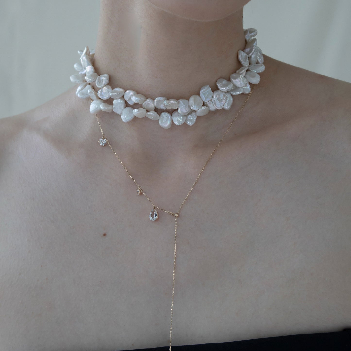 FALLING DEW LARIAT NECKLACE (SHORT)
