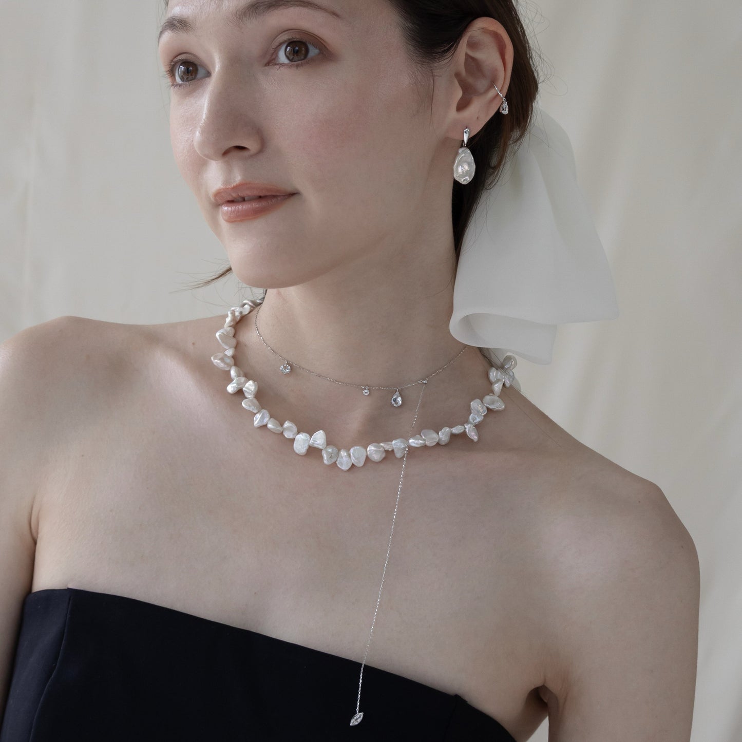 【6.21 sun 20:00-受注販売】PETAL PEARL DROP EARRING SET(SV)