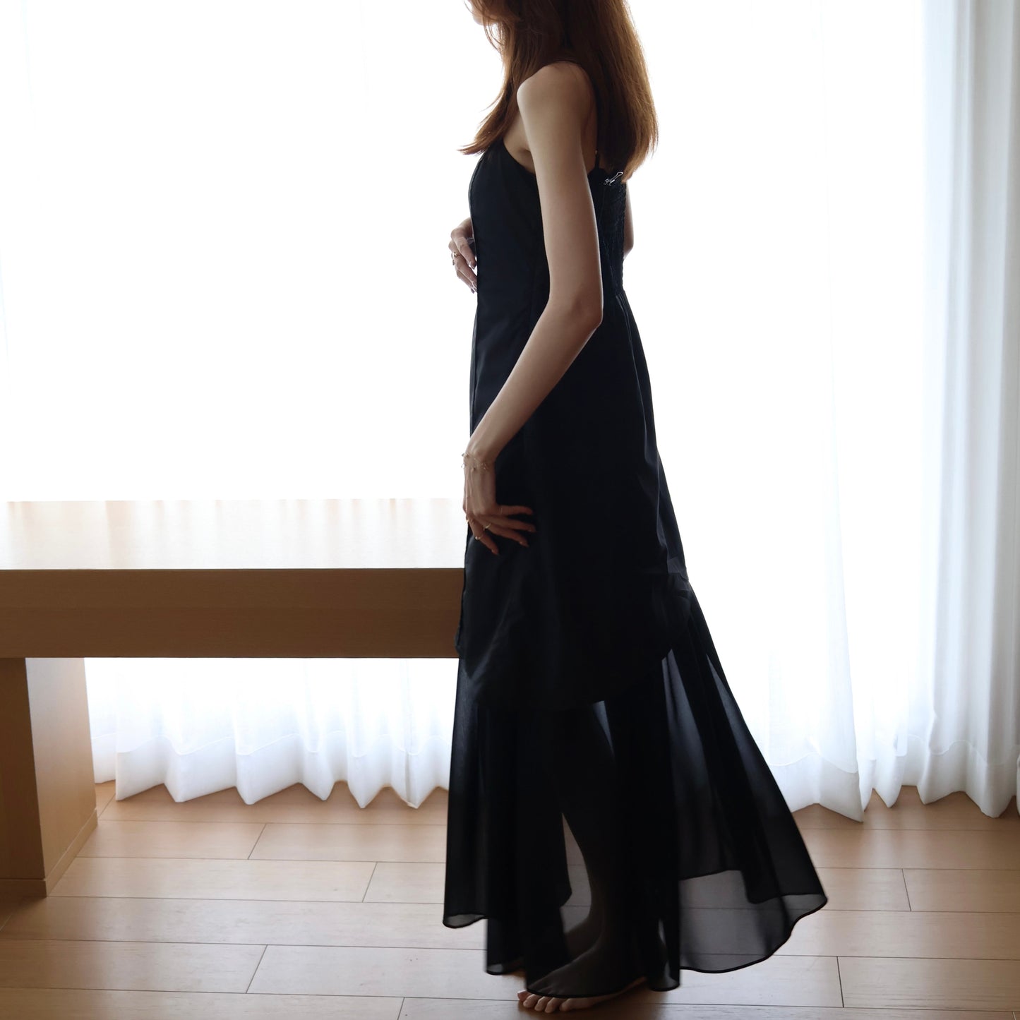 ASYMMETRIC VEIL DRESS