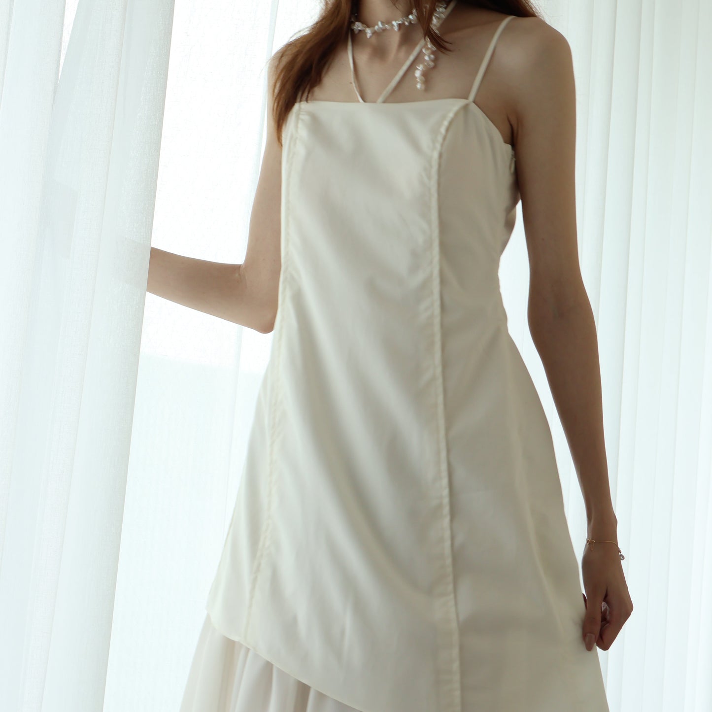 ASYMMETRIC VEIL DRESS