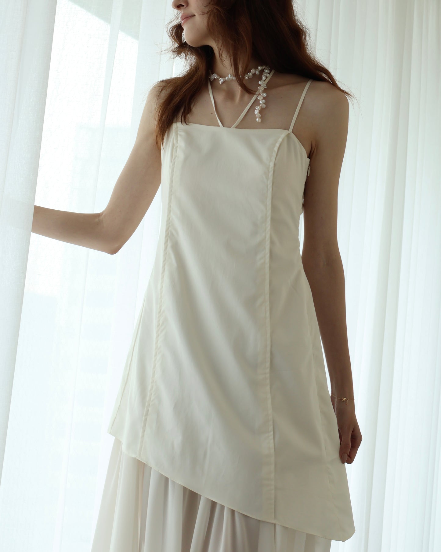 ASYMMETRIC VEIL DRESS