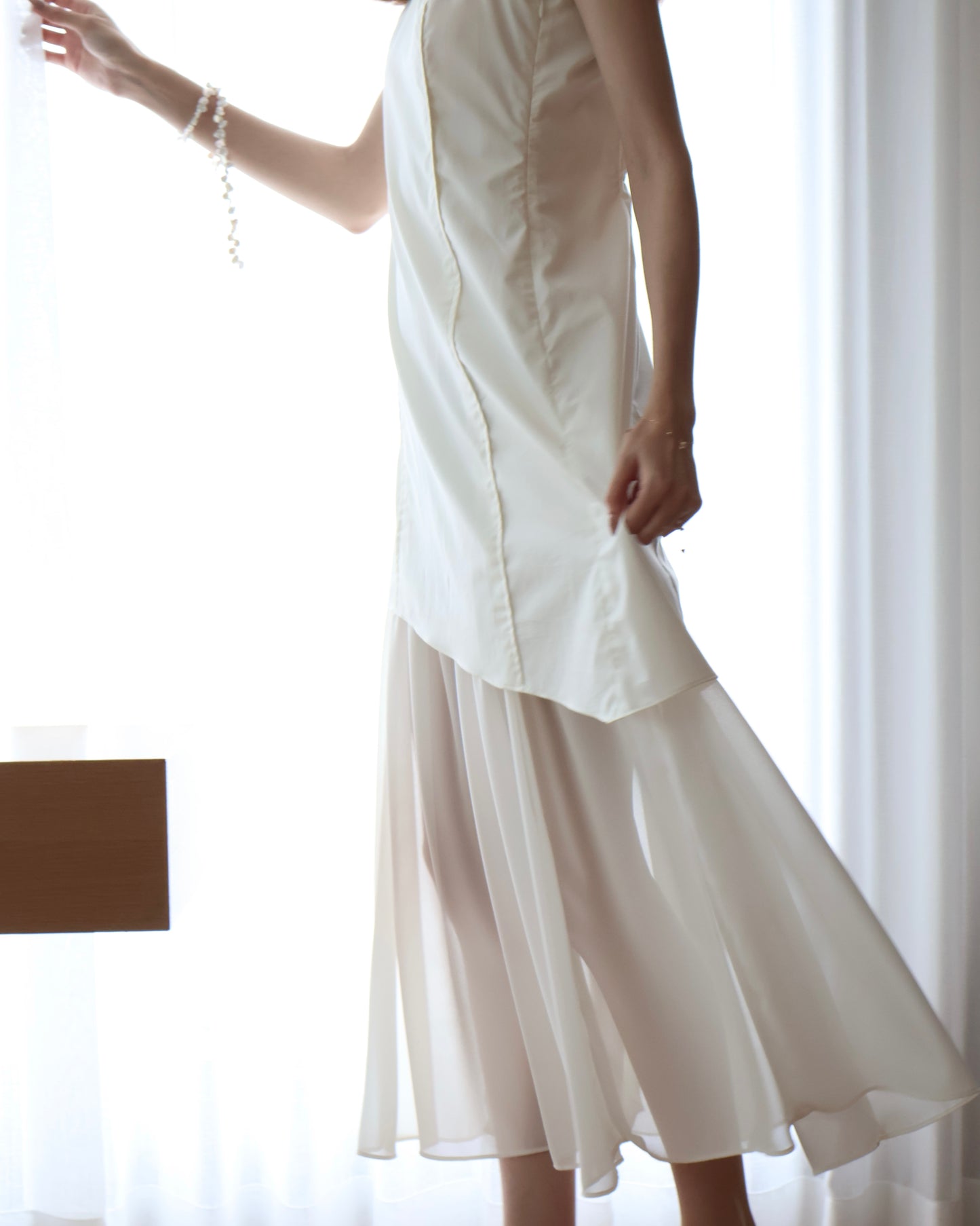ASYMMETRIC VEIL DRESS