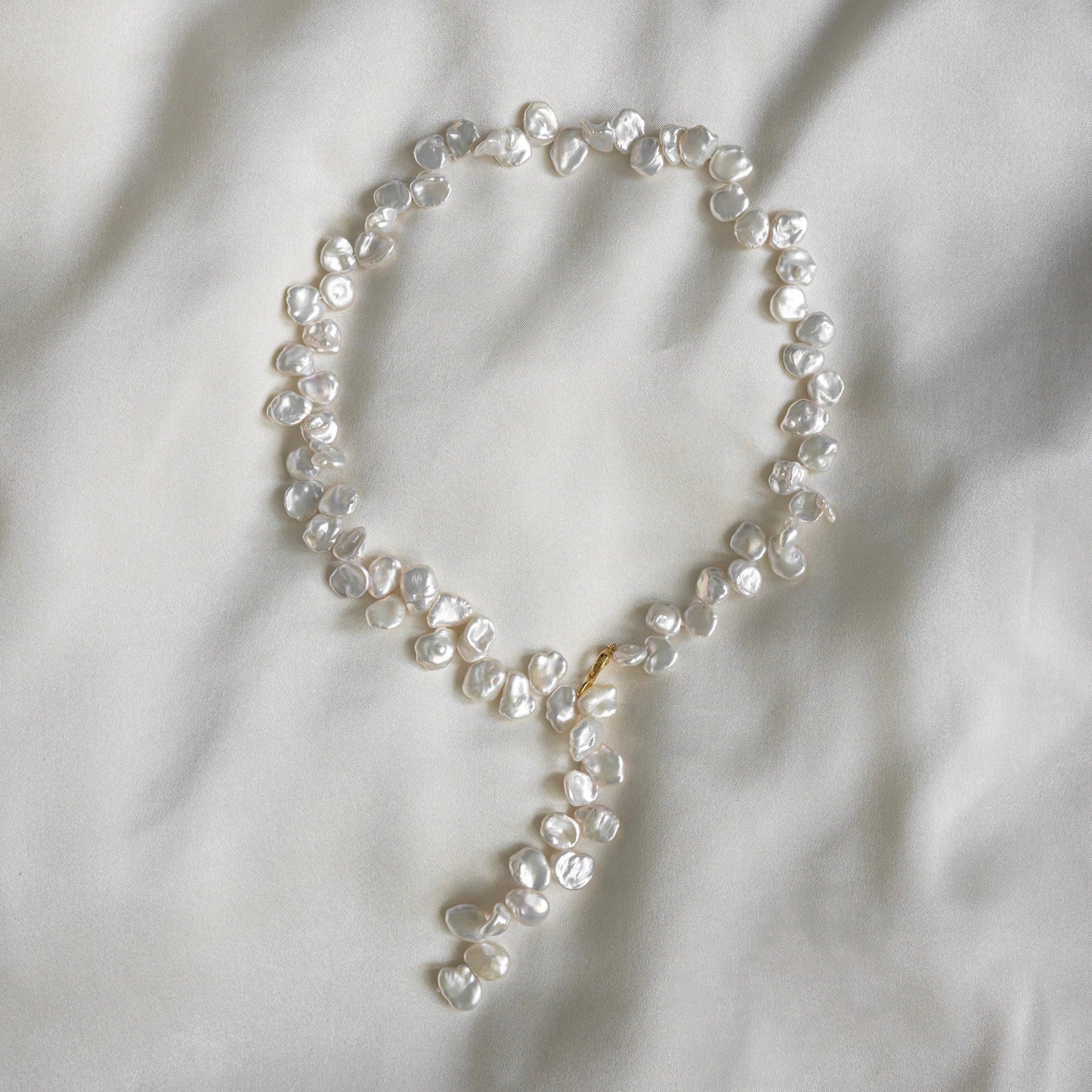 【6.6 sat 19:00-in stock】3WAY FALLING PATELS PEARL LARIAT NECKLACE(GD)